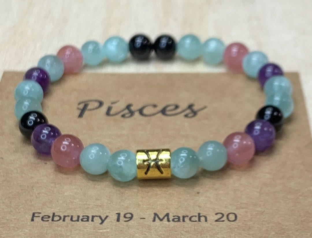 Pisces Gemstone Bracelet. Green, Purple, Pink, Black. February March — free download