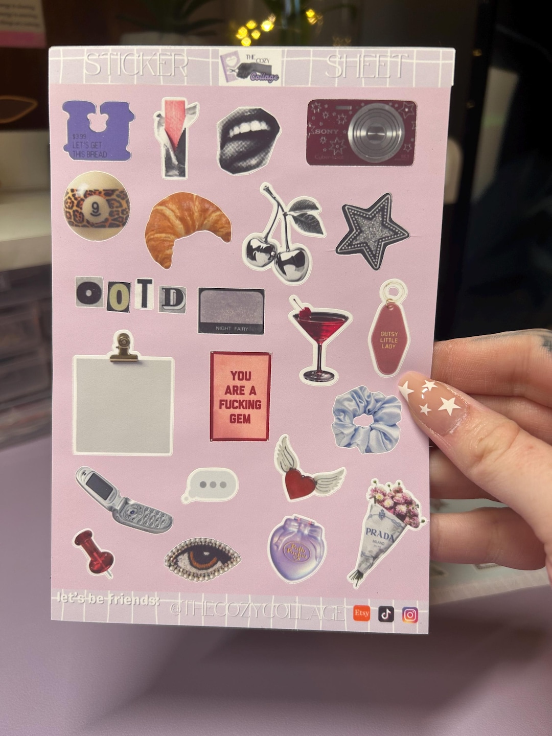 Cool Girl Aesthetic Sticker Sheet | Scrapbook, Junk Journal - Etsy