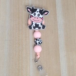 Glitter Cow badge reel