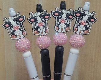 Adorable Swinging Calf Beaded Pen with Rhinestone Accents – Fun & Functional Desk Accessory