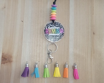 Beaded Teacher Lanyard: Custom Acrylic Grade Disc, Back to School Gift