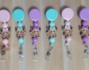 Highland Cow with Bow Badge Reel