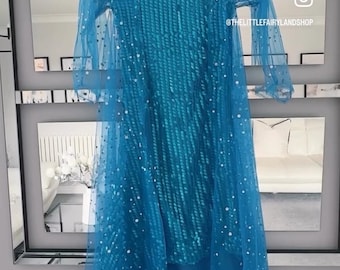Elsa Frozen Style Dress Up Costume & Accessories | Elsa Costume | World Book Day Costume | Girls Fancy Dress|