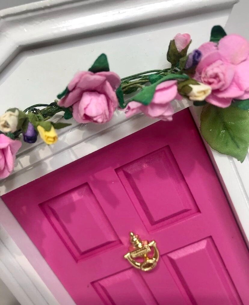 Fuschia Pink Fairy Door With Key | Miniature Garden Decor - Etsy UK