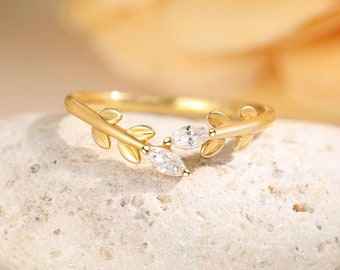 Elegant Leaf Ring 925 Sterling Silver Branch Ring Minimalist Dainty Delicate Unique Gold Moissanite Ring Friendship Jewelry Gift for Her