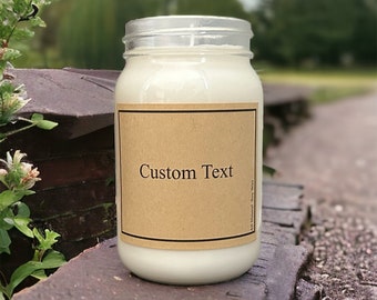 Personalized Custom Text Glass Jar Candle - Hand Poured Soy Wax - Scented Candles - Custom Creative Gifts - Birthday Gift - 16 oz Candle