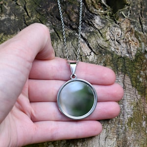 Hexenspiegel Spiegelketting • Zilveren beschermend amulet • Roestvrijstalen spiegelhanger • Heksensieraad • Spirituele talisman