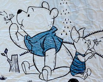 Baby Quilt, Winnie the Pooh and Piglet, Blowing Dandilions