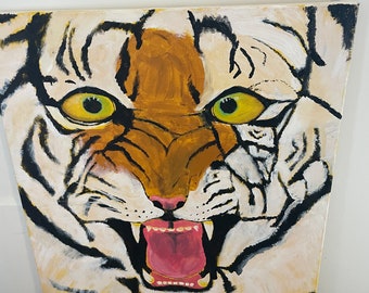 Hand Painted Bohemian Tiger painting