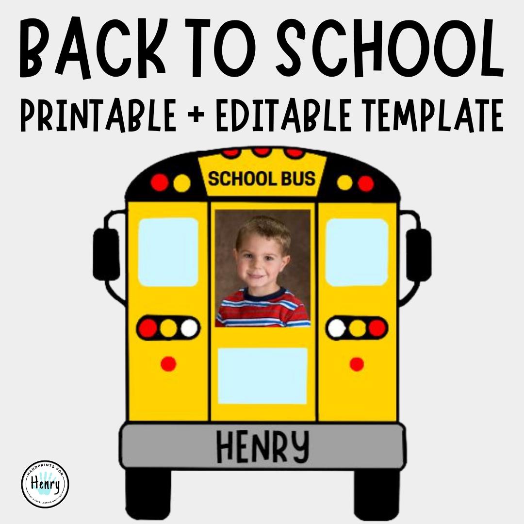 School Bus Back to School Craft, Transportation First Day Bulletin Board Ideas Editable Template and Printable