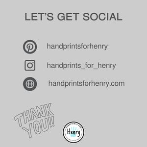May include: A light gray graphic with the text "LET'S GET SOCIAL" and social media icons for Pinterest, Instagram, and a website, each with a corresponding username. The words "THANK YOU!!" are also displayed, along with a circular logo.