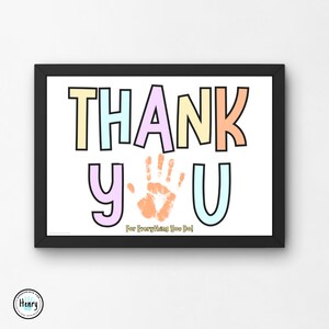 Obrigado por tudo, Semana de Valorização do Professor, Presente Artesanal com Impressão de Mão, Atividades para Crianças para Prestadores de Cuidados Infantis