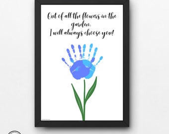 Mother's Day Flowers Handprint Craft, Spring Art Activity Toddlers Baby Kids, Daycare Preschool Prek Kindergarten, May Coloring Page