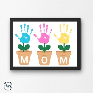 Créations manuelles d'empreintes de fleurs pour la fête des mères, activité artistique de printemps, tout-petits, bébés enfants, garderie préscolaire préscolaire maternelle, coloriage de mai