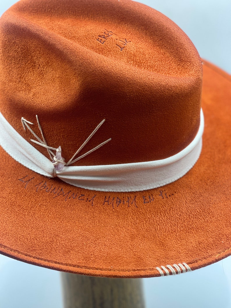 Boho Hat, Fedora Hat, Ecco Suede Orange Power Hat, Desert Hat Etsy