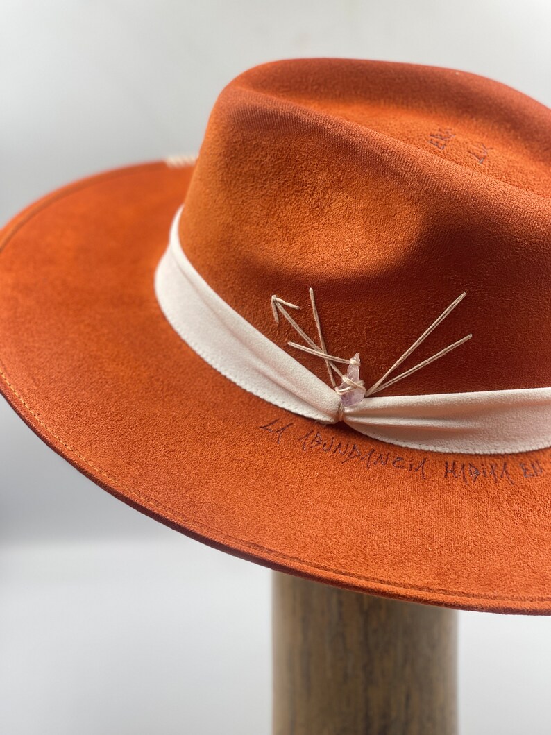 Boho Hat, Fedora Hat, Ecco Suede Orange Power Hat, Desert Hat Etsy