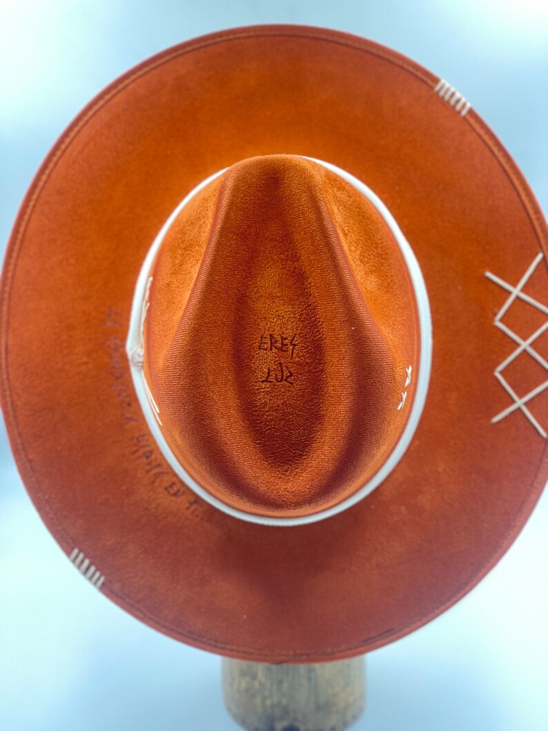 Boho Hat, Fedora Hat, Ecco Suede Orange Power Hat, Desert Hat Etsy