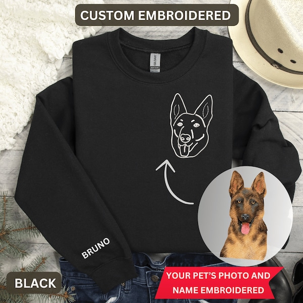 Custom Pet Portrait Sweater With Pet Photo And Name, Custom Pet Hoodie, Custom Cat Shirt Using Pet Photo + Name, Dog Portrait Sweater