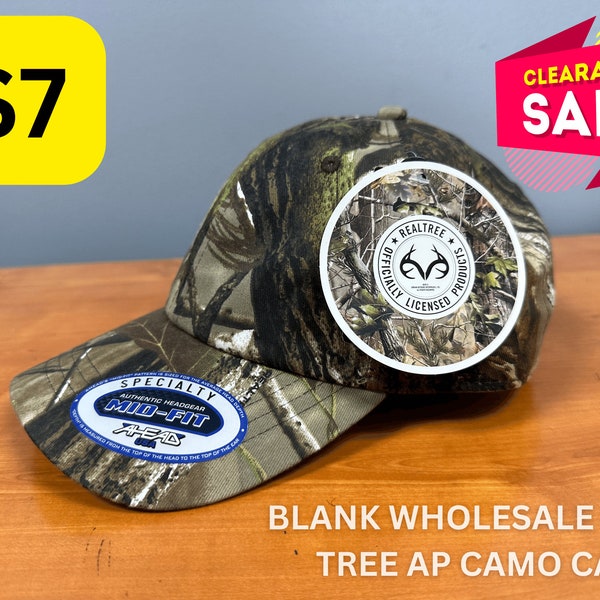 Blank Wholesale Real Tree AP Camo Cap - Unisex Mid-Fit Hunting Hat with Cloth Strap,  Pewter Closure for Outdoor Sports & Activities