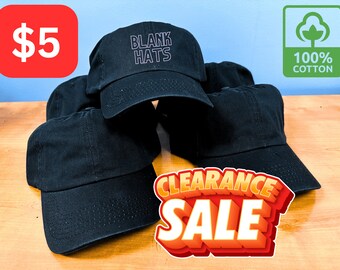 Blank Black Baseball Cap | Unisex Blank Hat | 100% Cotton | Special Clearance Sale | Casual, Adjustable & Comfortable