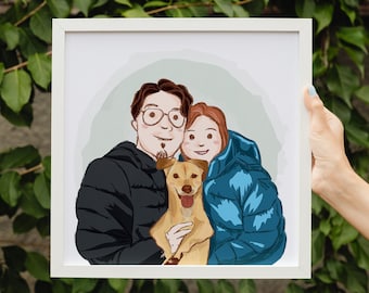 Retrato de animal de estimação, Retrato em desenho animado a partir de foto, Retrato personalizado, Retrato de família, Retrato de bebê, Retrato digital personalizado, Presente personalizado