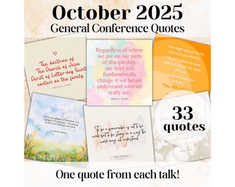 Conférence générale d'octobre 2025 Citations, 33 citations, document à distribuer, Service pastoral, Jeunes filles, Société de Secours, impression de leçon, Conférence générale SDJ