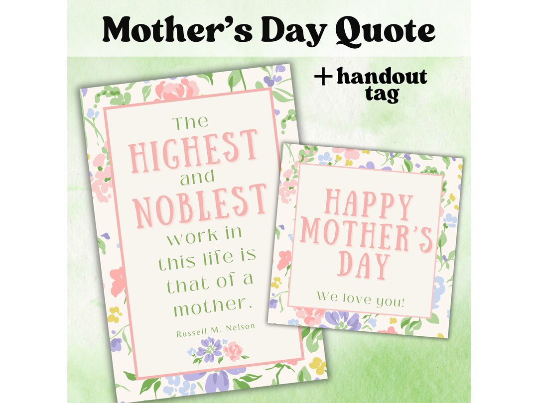 LDS Mother's Day Printable, Mother's Day Quote, Mother's Day Gift ...