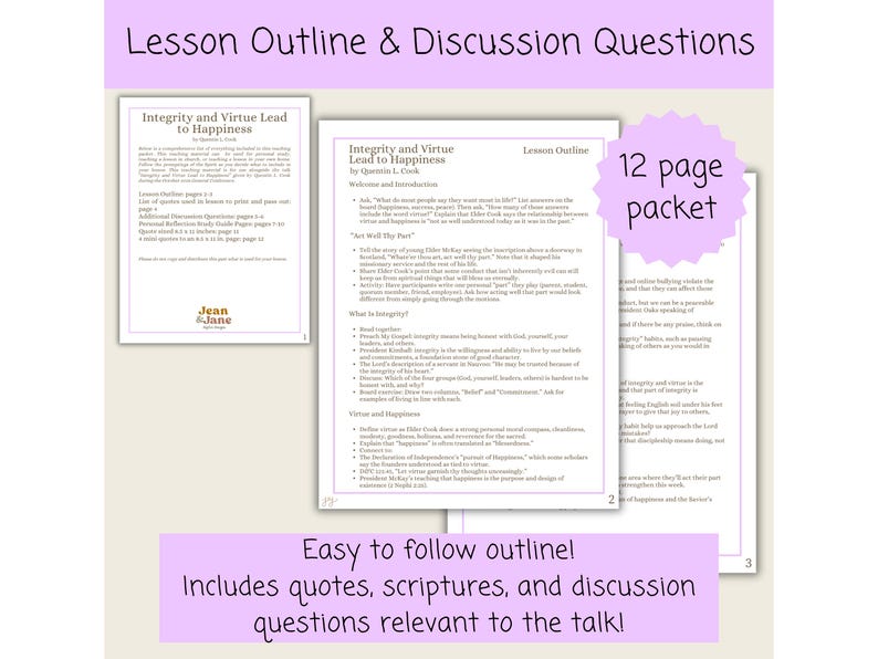 Integrity and Virtue Lead to Happiness - Quentin L. Cook, Lesson ...