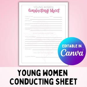 Editable Young Women Conducting Sheet, Presidency Binder, Opening Exercises