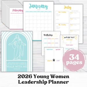 2026 Young Women Leadership Planner, Planning Guide, YW Binder, Walk With Me