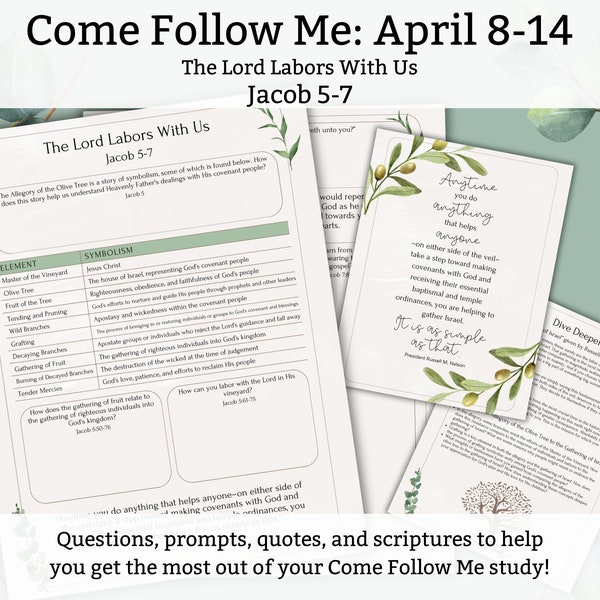 The Lord Labors With Us, Come Follow Me 2024, April 14, Lesson Worksheet, Jacob 5-7, Study Guide, Lesson Help, YW Lesson, Sunday School