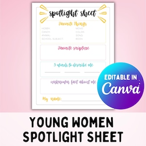 編集可能な若い女性スポットライトシート、指揮ヘルプシート、オープニングエクササイズ（若い女性）