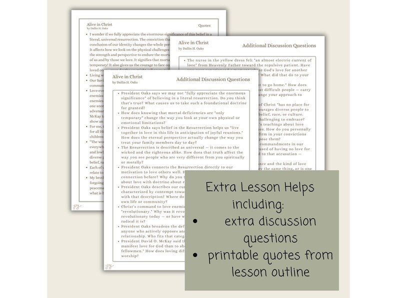 Alive in Christ - Dallin H. Oaks, Lesson Outline, Study Guide, General ...