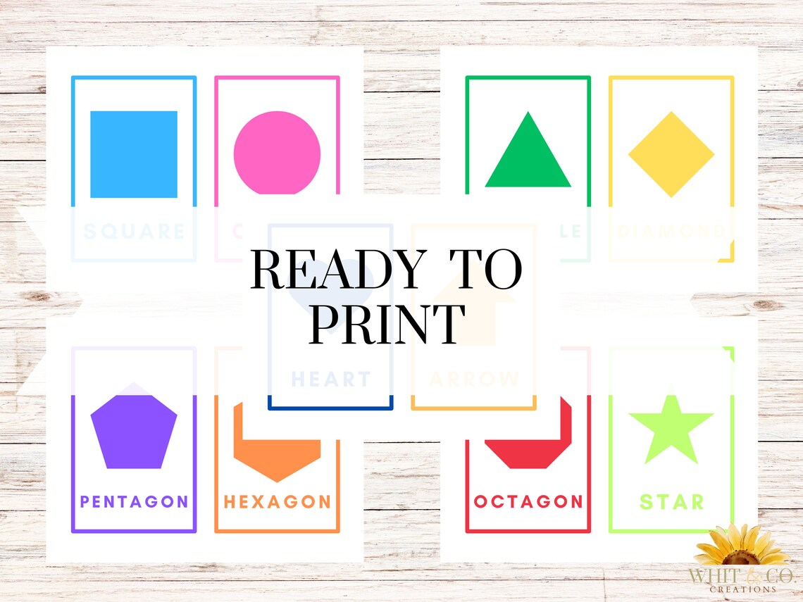 Printable Preschool Shape Learning Flashcards 10 Shape Cards - Etsy