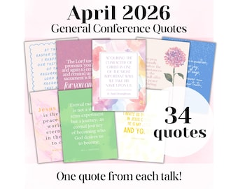 April 2026 General Conference Quotes, 34 Quotes, Handout, Ministering, Young Women, Relief Society