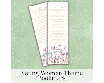 Junge Frauen-Lesezeichen, Heilige der Letzten Tage junge Frauen, druckbares Lesezeichen, geliebte Tochter Gottes, YW-Thema, Schrift-Lesezeichen
