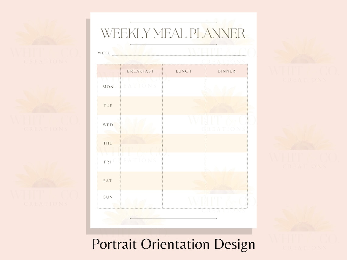 Printable Weekly Meal Planner 7 Day Menu Planner Meal Prep - Etsy