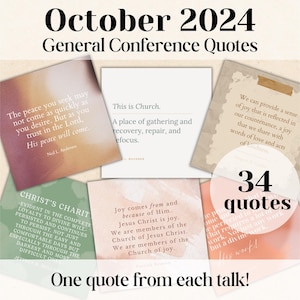 October 2024 General Conference Quotes, 34 Quotes, Handout, Ministering, Young Women, Relief Society, Lesson Print, LDS General Conference