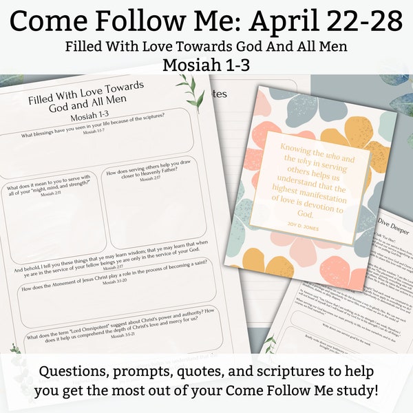 Filled With Love Towards God and All Men, Come Follow Me 2024, April 28, Lesson Worksheet, Mosiah 1-3, Study Guide, Lesson Help, YW Lesson