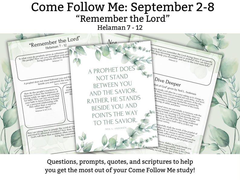 Remember the Lord, Come Follow Me, September 8, Lesson Worksheet ...