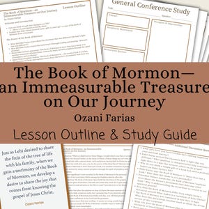 Puede incluir: Una colección de guías de estudio y esquemas de lecciones titulados "El Libro de Mormón - un tesoro inconmensurable en nuestro viaje" por Ozani Farias. Las guías presentan texto y están diseñadas para el estudio y la discusión.
