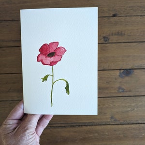 Aquarell August Mohn Grußkarte, 17x15 cm