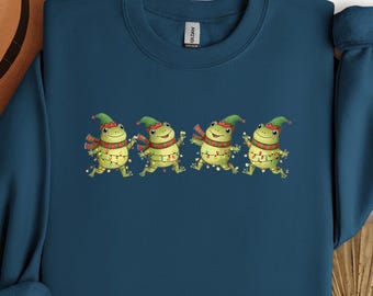 Funny Frog Christmas Sweatshirt, Comical Xmas Frog Apparel Mama gift