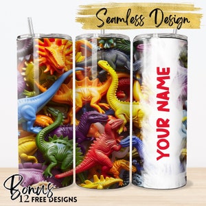 Dinosaur Tumbler Wrap, Personalized PNG Designs, Toy Dinosaurs, Tumbler Sublimation Designs PNG, 20oz Skinny Tumbler Designs, #240410T02