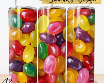 Jelly Bean Tumbler Wrap, Disegni PNG, Tumbler Sublimation Designs PNG, Disegni Skinny Tumbler da 20 once, Download digitale istantaneo #240301T08