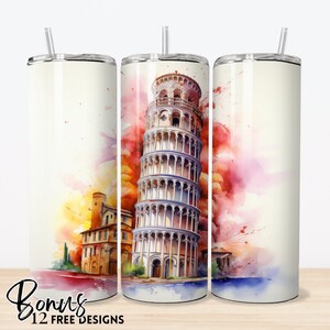 Italy Travel Tumbler Wrap, Italy Vacation PNG, Tumbler Sublimation Designs PNG, 20oz Skinny Tumbler Designs, Instant Download #240212T13