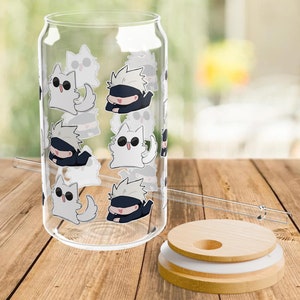 Satoru Gojo Jujutsu Kaisen Anime Glass Cup Gojo Glassware Perfect Anime Gift JJK Merchandise High-Quality Etched Glass