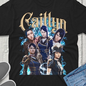 Caitlyn Arcane T-Shirt Unisex Vintage Streetwear League of Legends Shirt Anime Apparel fanmerch lol Merchandise League of Legends Fan gift