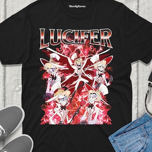 Lucifer Hazbin Hotel Retro fanmerch T-Shirt Vintage Streetwear Trendy Apparel Featuring Hazin hotel merchandise Perfect gift for Fans