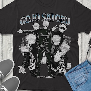 Gojo Satoru Jujutsu Kaisen T-Shirt Vintage Streetwear Premium Quality Apparel Featuring Your Favorite Characters! Perfect for Anime Fans!